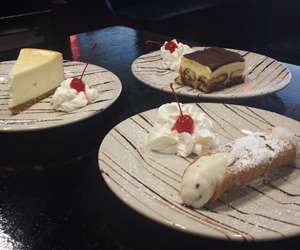cannoli, cheesecake and tiramisu desserts